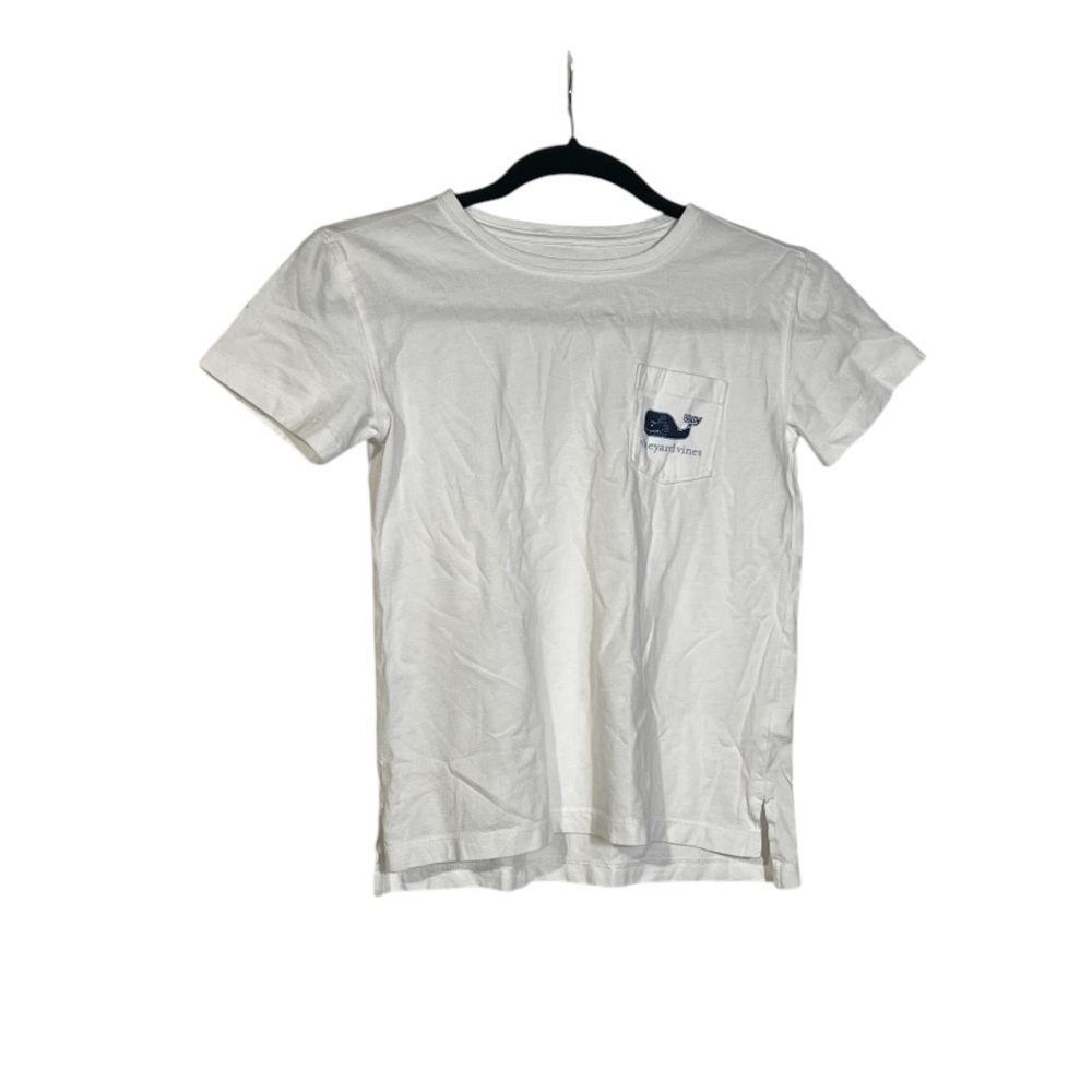 Vineyard Vines Girls Tee Shirt White Blue Whales Size Medium 10/12